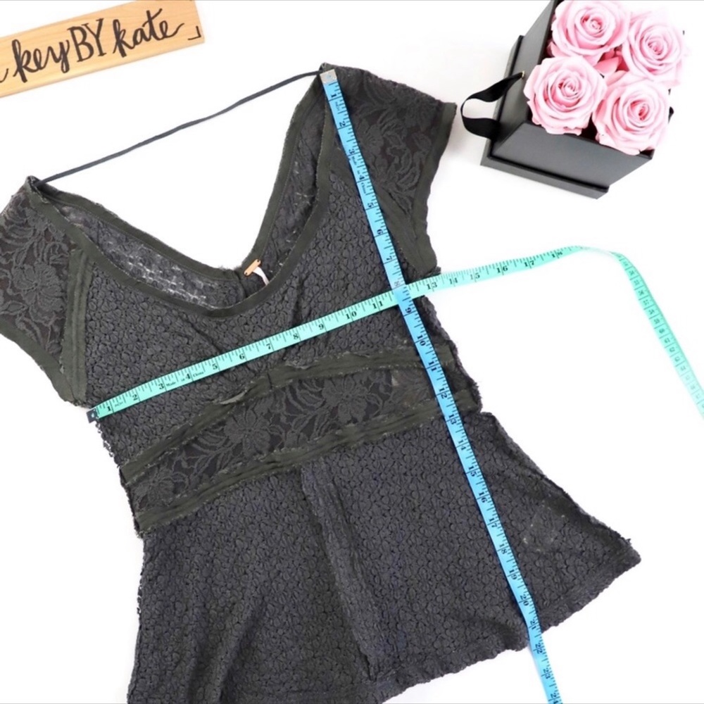 NWT RARE Free People Gray Lace Button Back Top - Picture 3 of 5